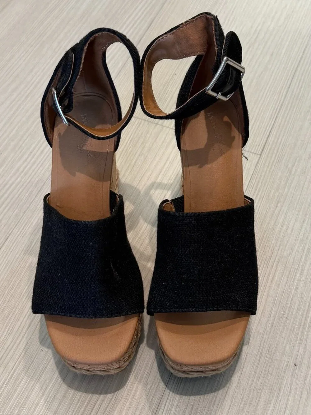 Universal Thread: Black Espadrille Platform Wedge Sandals - Size 6